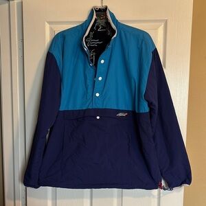 Chubbies men’s blue reversible quarter zip pull on jacket size large